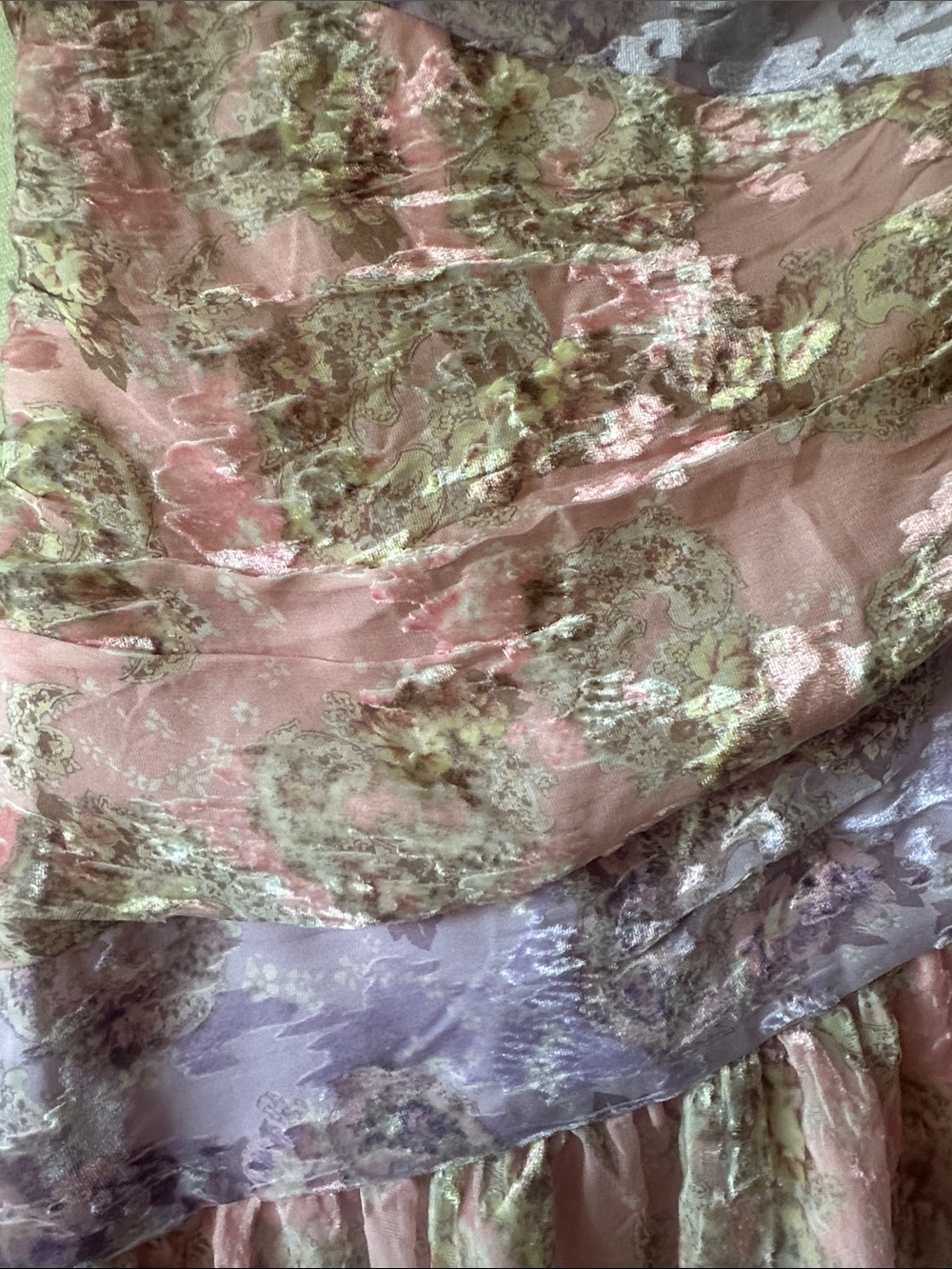 LoveShackFancy Zietta Pink and Lavender One-Shoulder Floral Ruffle Dress 4 NWT - Picture 6 of 7